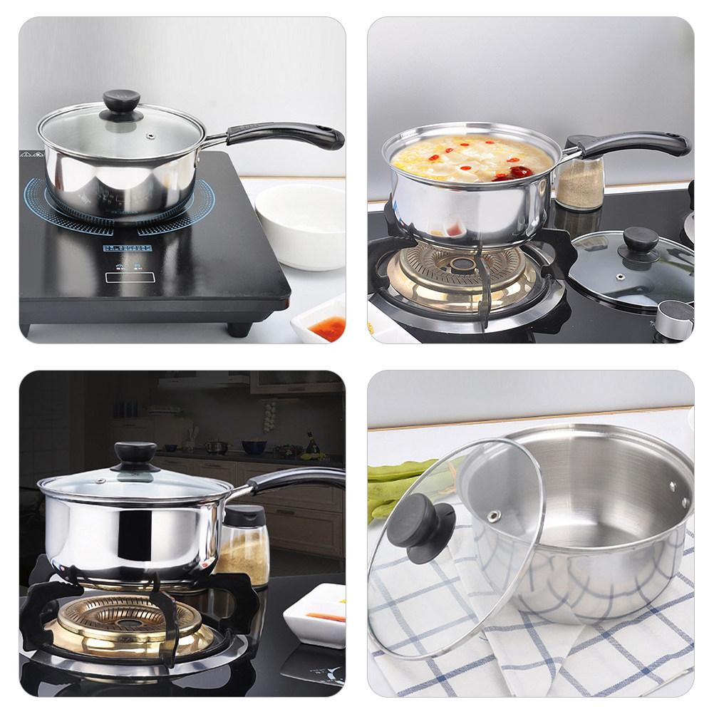 Stainless Steel Soup Pot Milk Pot Heat Resistant Handle Saucepan for Stove Cooking Stew Pasta Kitchen Cookware