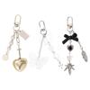 Sweet Bowknot Keychain Pendant Big Heart Charm Keyring for Purse Bag Backpack