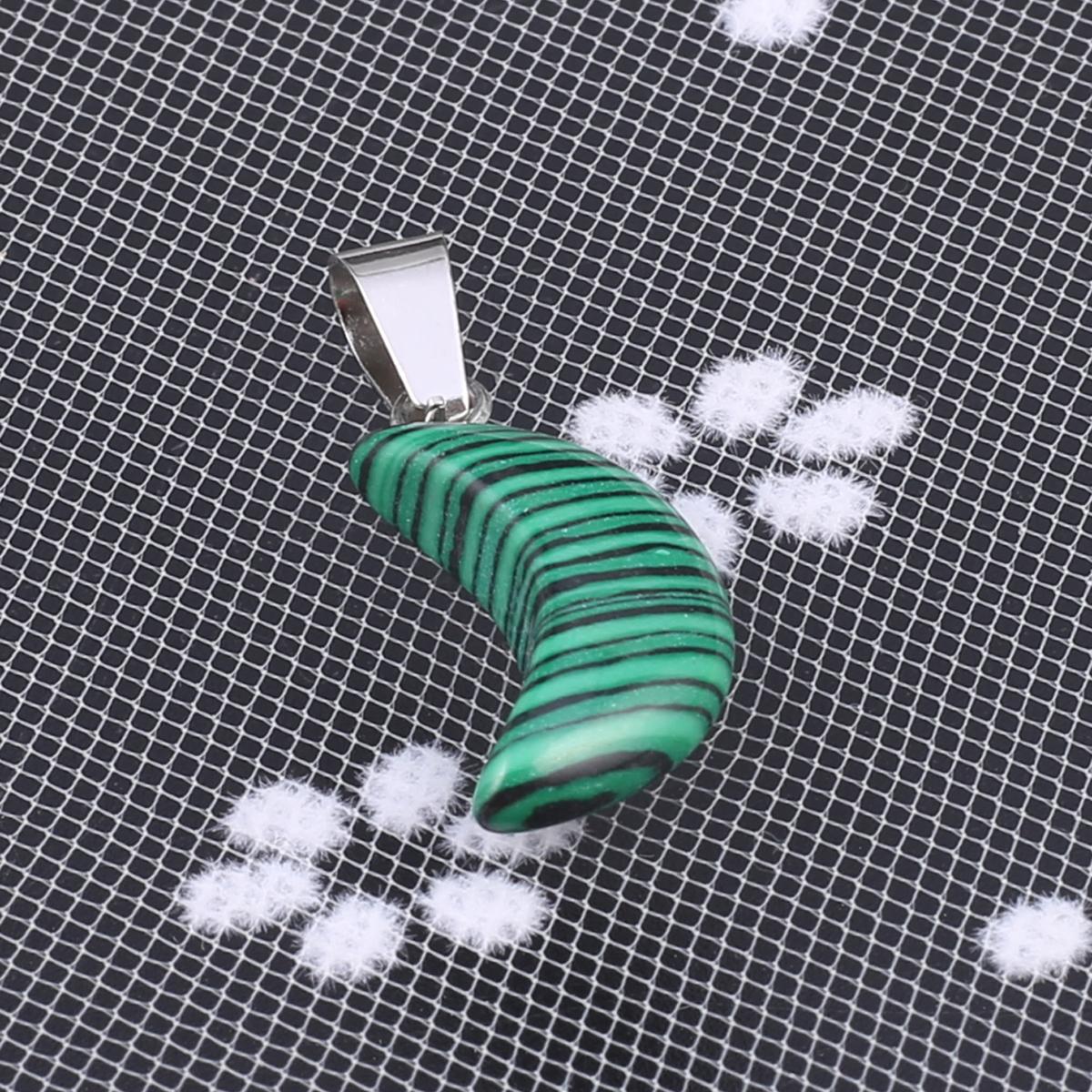 

5 шт. в партии кулон из натурального камня в форме луны кристалл розовый кварц малахит цинковый сплав подвески для изготовления ювелирных изделий DIY аксессуары для ожерелья 12x28 мм 5Pcs/Malachite