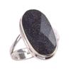 Pierre Gemme Pierre de Soleil Bleue Naturelle Argent Sterling Massif 925 Bijou Bague T.5.5 a1i20