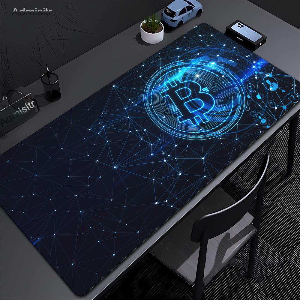 Large Gaming HD Mousepad Bitcoin Mouse Pad Anti-slip Rubber Mouse Mat Computer Gamer Desk Mat Stitched Edge Black Gamer Mousepad