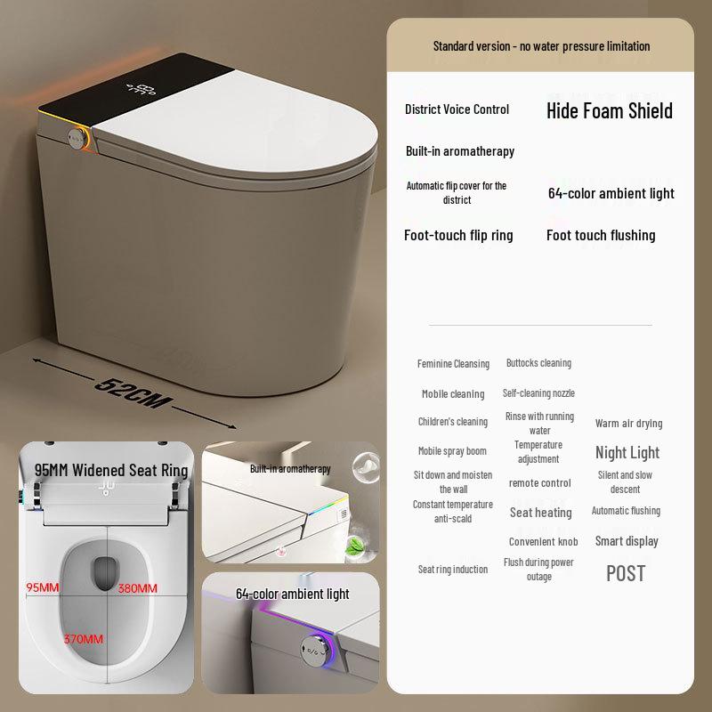 52cm Compact Waterless Smart Toilet with Built-in Foam Shield & Automatic Sterilization