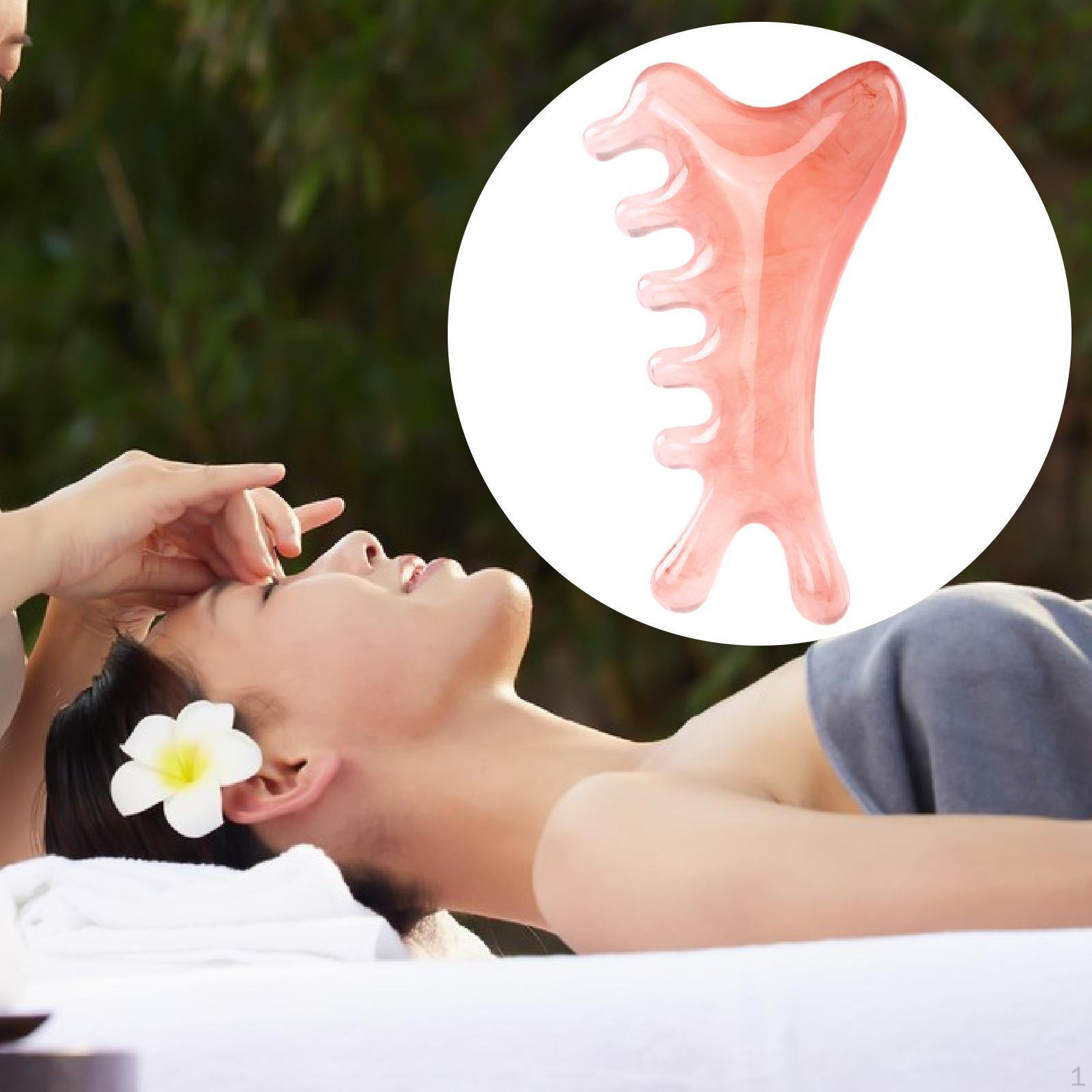 

Массажная расческа из смолы для лица, расслабляющий портативный массажер для тела Гуаша для выскабливания кожи головы розовый