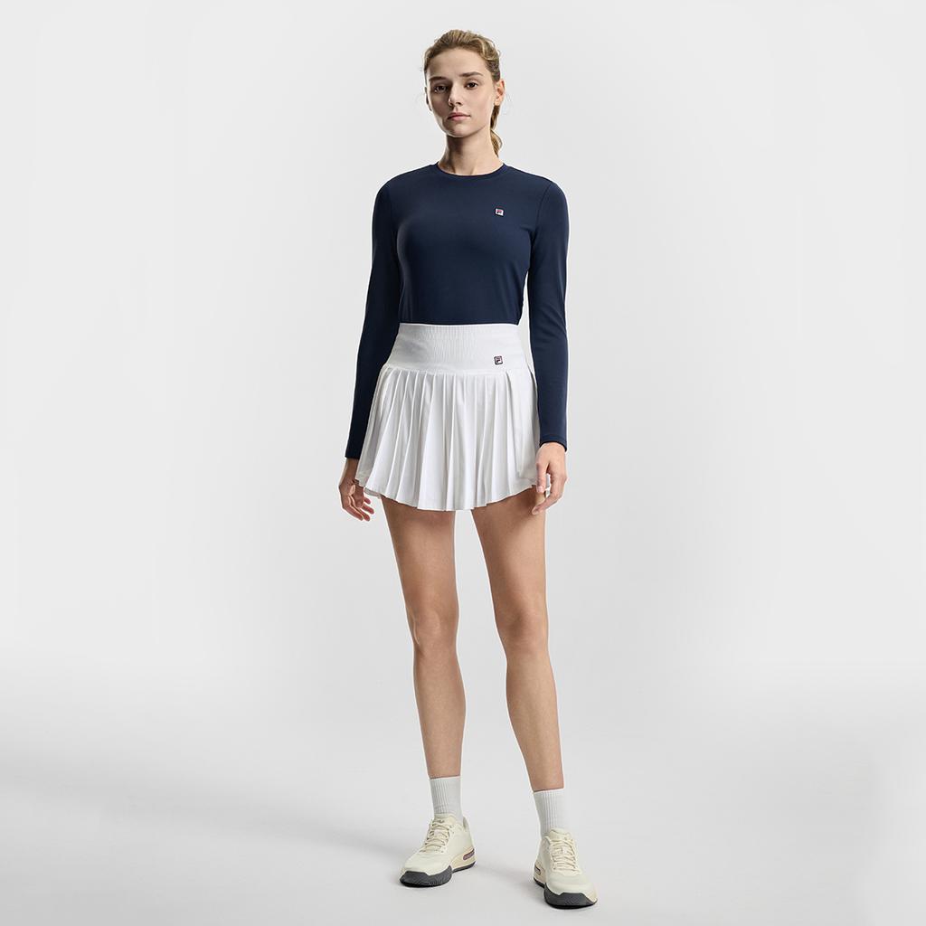 Fila Tennis Fashion Minimalist Classic Sports Training Versatile Comfortable Pleated Tennis Skirt Women skirts Jade-White A11W613302FWT
