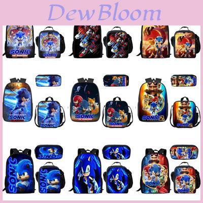 Sonic The Hedgehog Cartoon Backpack Set With Breathable Oxford Fabric For Kids School Travel