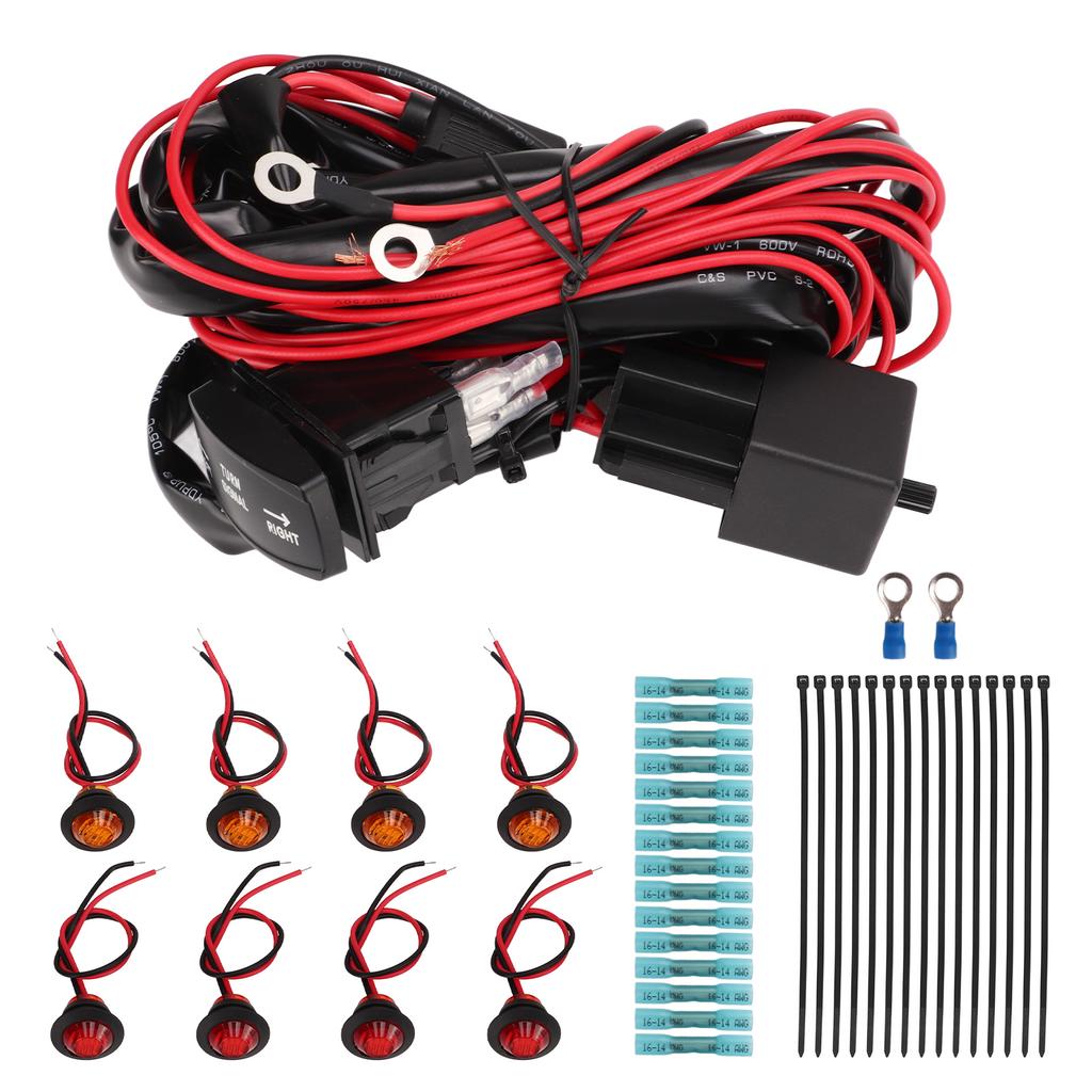 UTV Turn Signal Rocker Switch ATV Street Legal Lighting Kit Turn Signal Flasher Relay Harness Replacement for Polaris