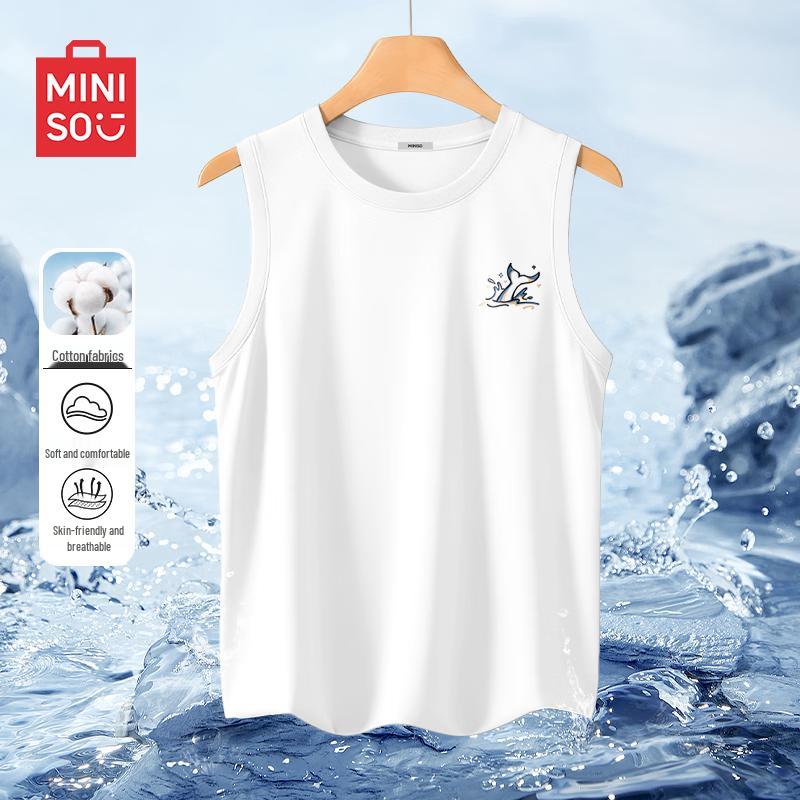 MINISO Men s Whale Tail Graphic Cotton Sleeveless Tee 3XL