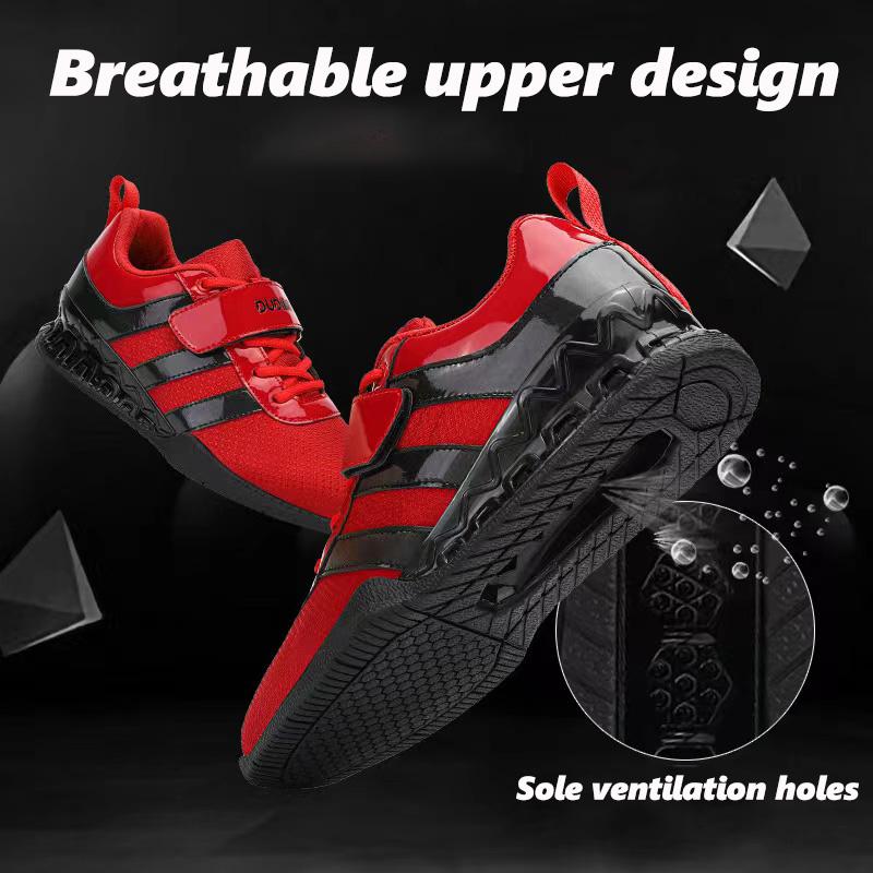 Black Golden 3cm Heel Men Balance Weight-lifting Boots Gym Comprehensive Training Shoes with Hook Loop Suqte Power Lifting