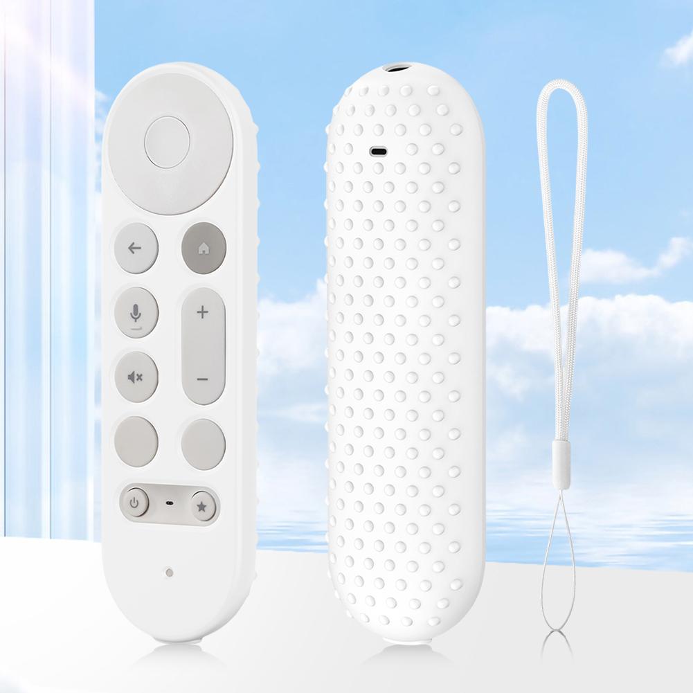 Silicone Remote Case Anti-Slip TV Remote Control Case with Lanyard Remote Protective Case for Google TV Streamer 4K Voice Remote