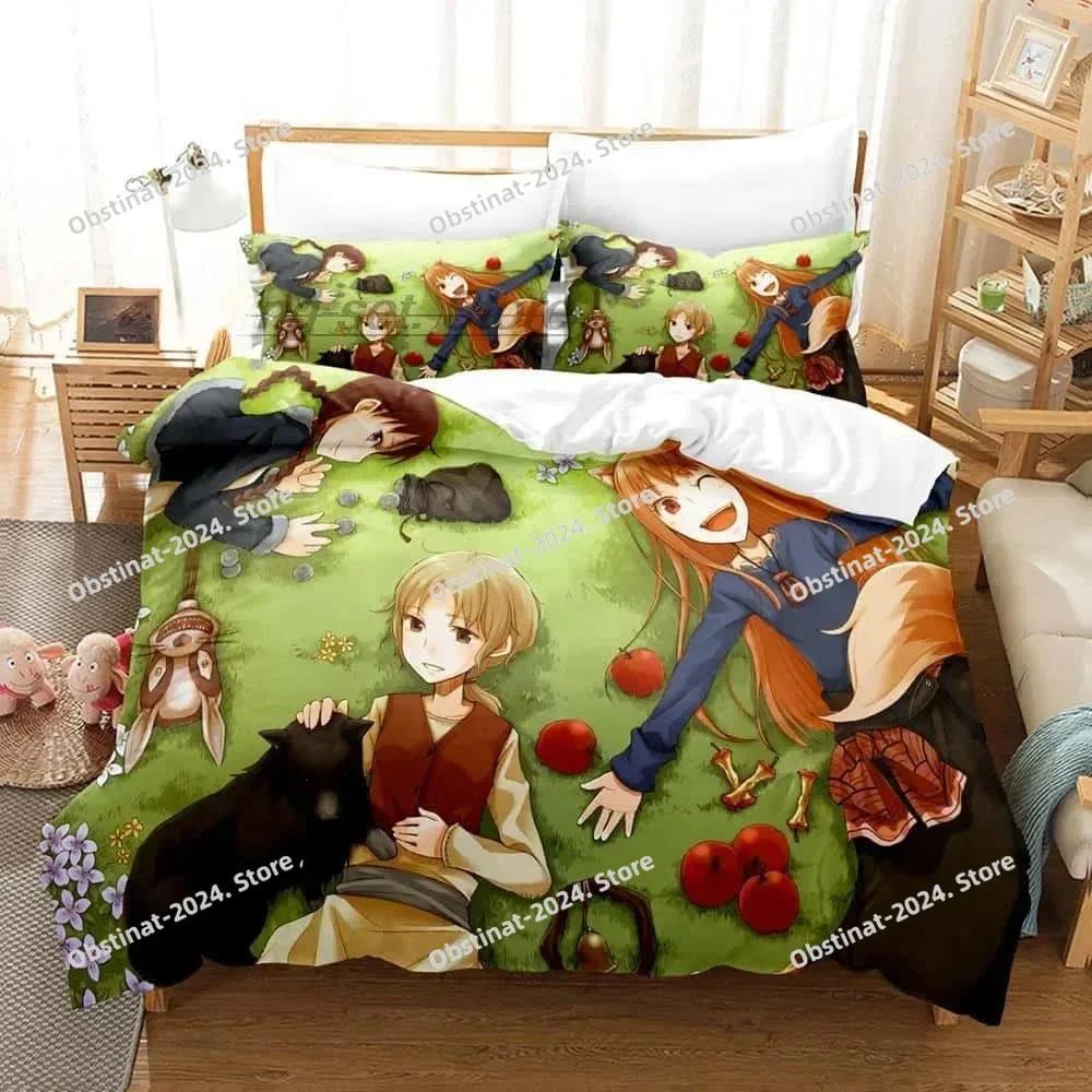 3D Anime Spice and Wolf Bedding Set Single Twin Printed With Pillowcase Bed Duvet Cover Soft Single Double Queen Super King Size