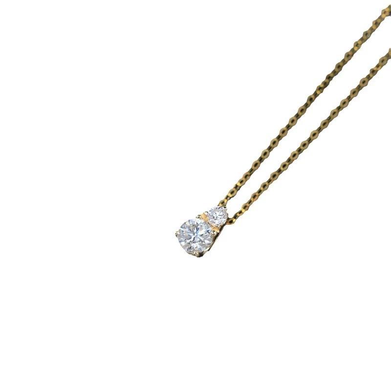 N835-S925 Sterling Silver 18K Gold-plated Teardrop-shaped Pendant Zircon Fashion Necklace Collarbone Chain