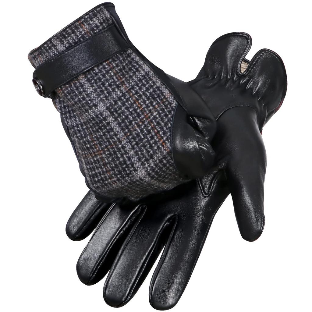GSG Leather Cold Weather Smartphone Driving Gloves with Cashmere Popular Winter Gloves for and Luxury Product 1086 Men's Gloves, Protection,