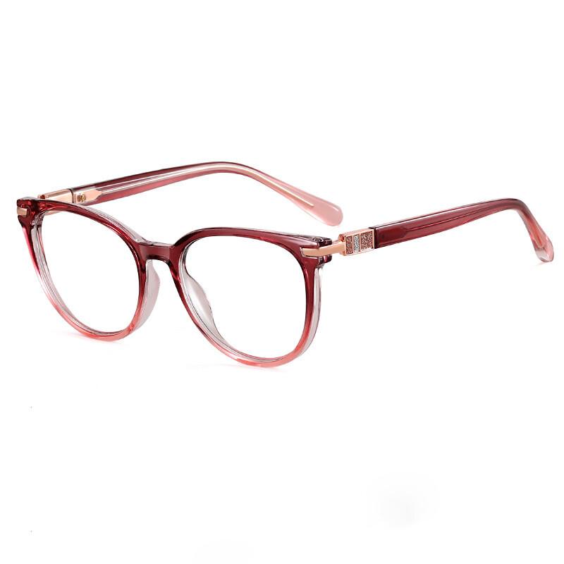 Retro Anti- Blue Lightweight Cat Eye TR90 Eyeglasses Female Luxury Brand Design Trend Prescription Optical Eye Eyeglasses Frames + 1 .5+2+3