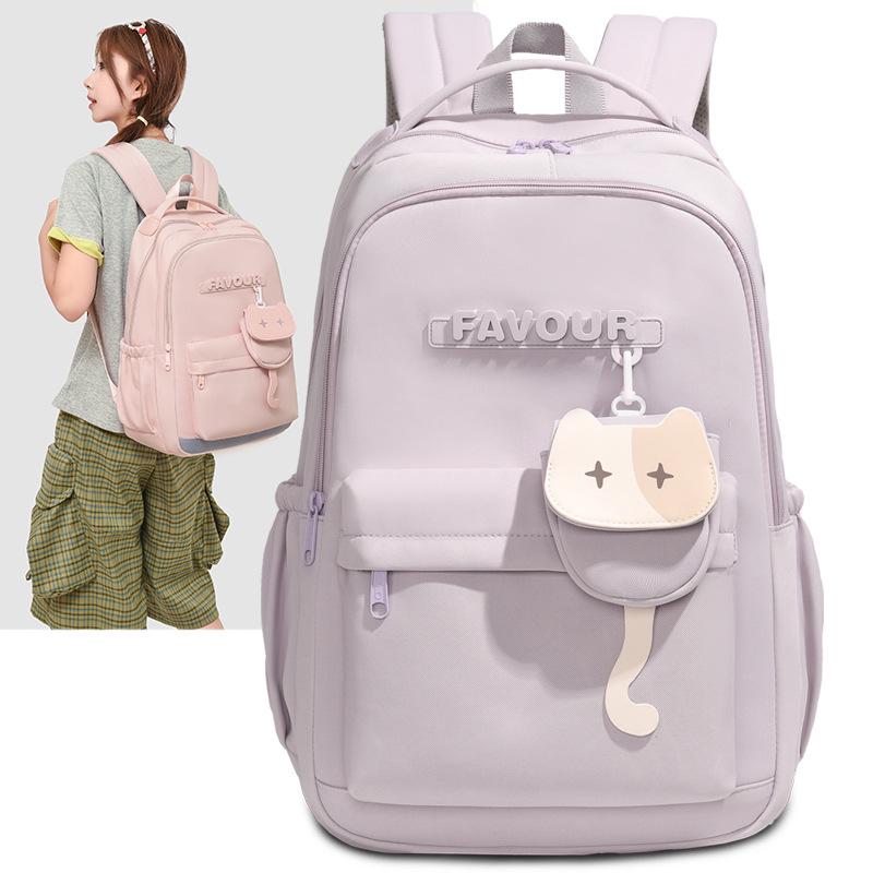 Stylish Solid Color Backpack for Middle and College Girls: Korean-Inspired, Large Capacity