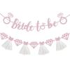 European & American Wedding Party Decor: 'Bride to Be' Tulle Skirt Glitter Banner with Diamond Ring Design