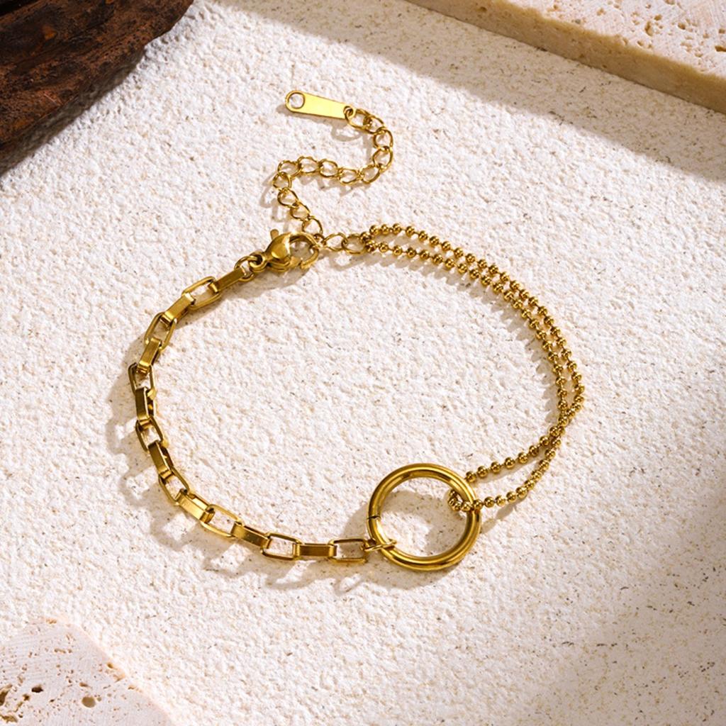 Fashion Circle Bracelet Necklace Set for Women Stainless Steel Hypoallergenic Daily Jewelry Set Gifts 2pcs Set
