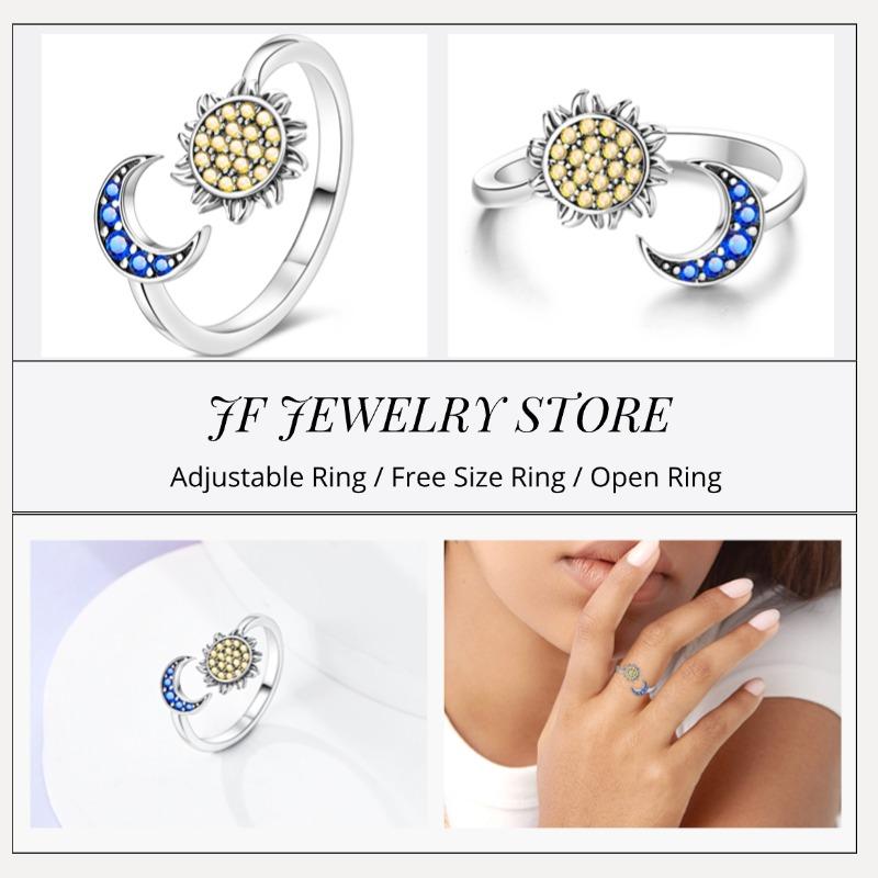 Free Size Ring For Women S925 Silver Original Blue Eyes Dragon Bee Shell Cherry Adjustable Rings Clover Chain Open Ring Jewelry