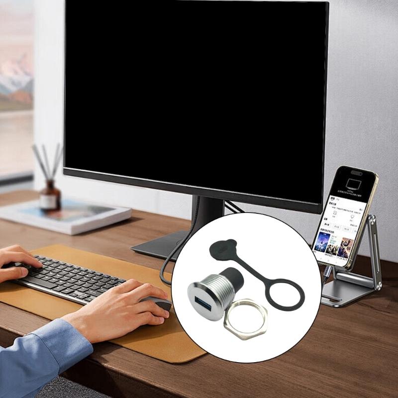 USB3.0 Female To Female Round Panel Mount Socket Waterproof Dustproof Cover Connector Highly Speed Data Transmission