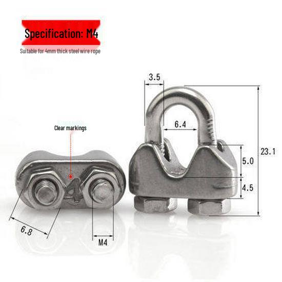 304 Stainless Steel Wire Rope Thimble, U-Bolt Clamp & Clip Set