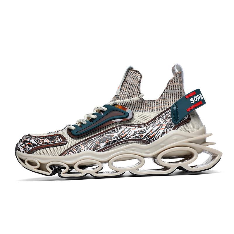 Men's shoes fly-woven breathable non-slip blade shoes autumn and winter new sports and leisure running shoes ultra-light platform men's trendy shoes