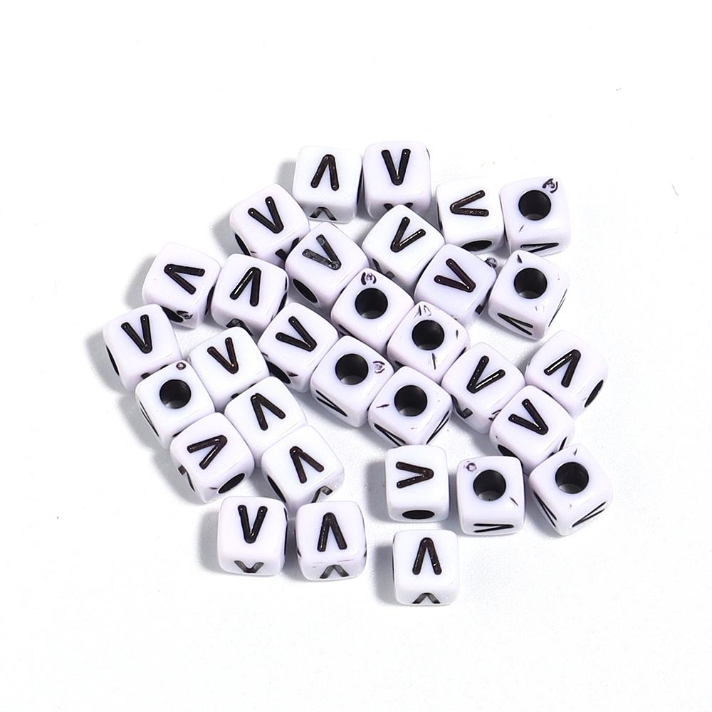 50-100Pcs White Square Acrylic Letter Beads A- Z Cube Loose Spacer Beads Alphabet Beads DIY Bracelet Jewelry Making Accessories