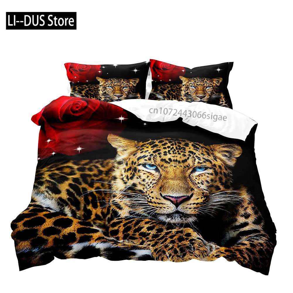 Tiger Bedding Set Duvet Cover Queen, Wildlife Animal Comforter Quilt Cover, Romantic Gifts for Him Men Boyfriend 2 Pillow Shams