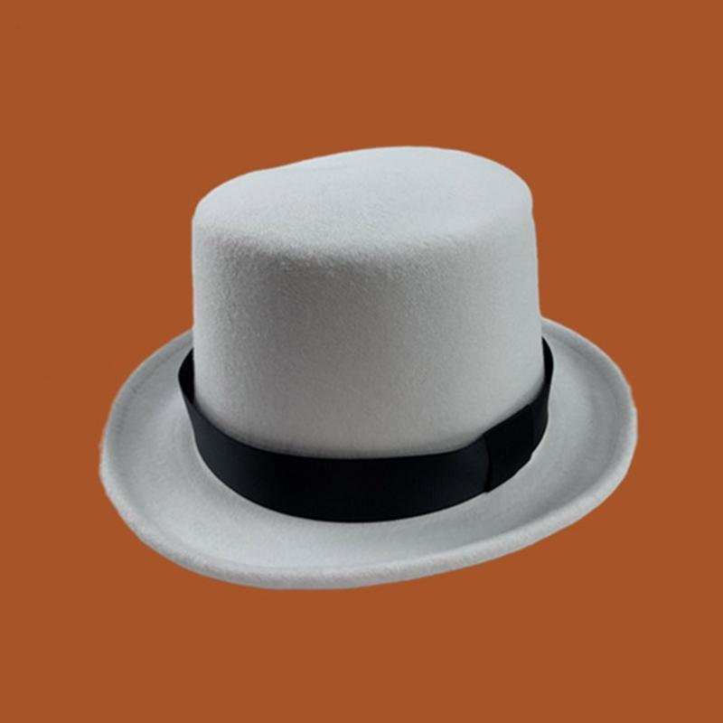 British Style Adult/Teens Derby Hat Prom Carnivals Party Costume Felt Magician Hat for Carnivals Show Rave Party