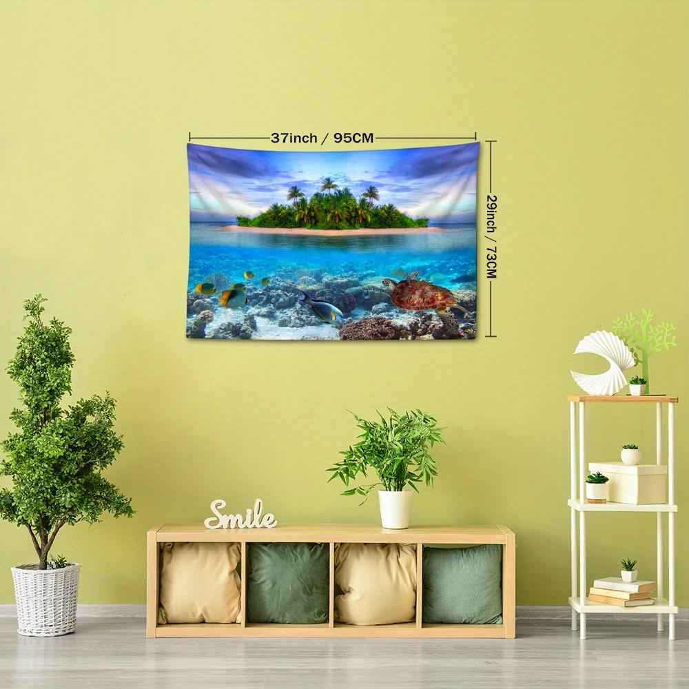1pc Pacific Island Reef Waves Tapestry Wall Hanging, Room Decor, Bedroom Decor, Living Room Background, Natural Style Backdrop Cloth