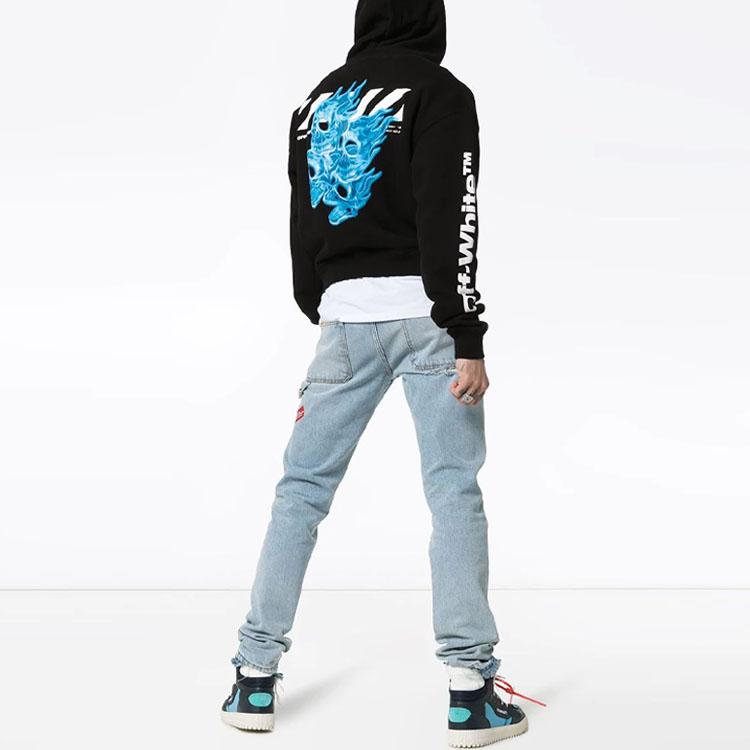 Off-White Skull Print Cotton Sweatshirt Men Tops Black OMBB037S19D250171088