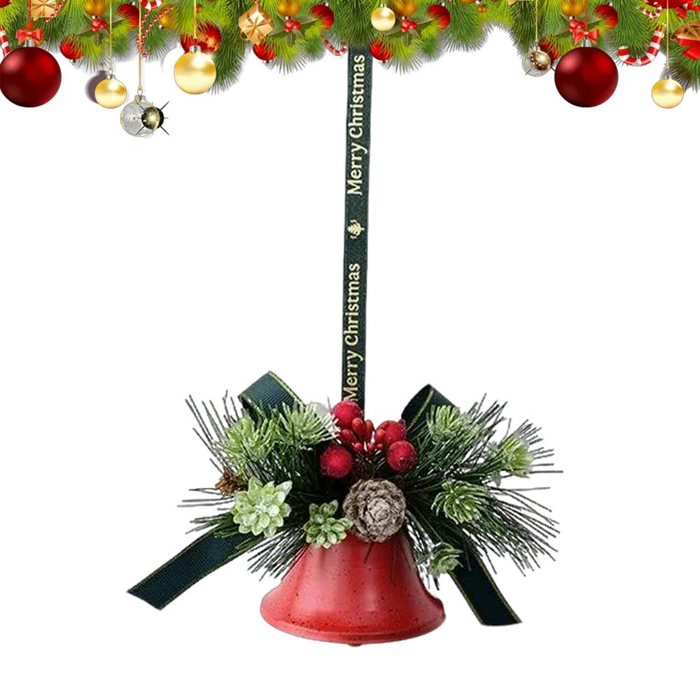 Christmas Bell Ornaments Festive Ornament With Bow And Pine Needles Christmas Party Bells For Party Gathering Porch Winter