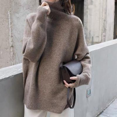 Herbst Winter High Neck Strickpullover Damen Locker Fauler Stil Reifer Look Bequem Vielseitig Unterziehpullover Mode Oberbekleidung Option