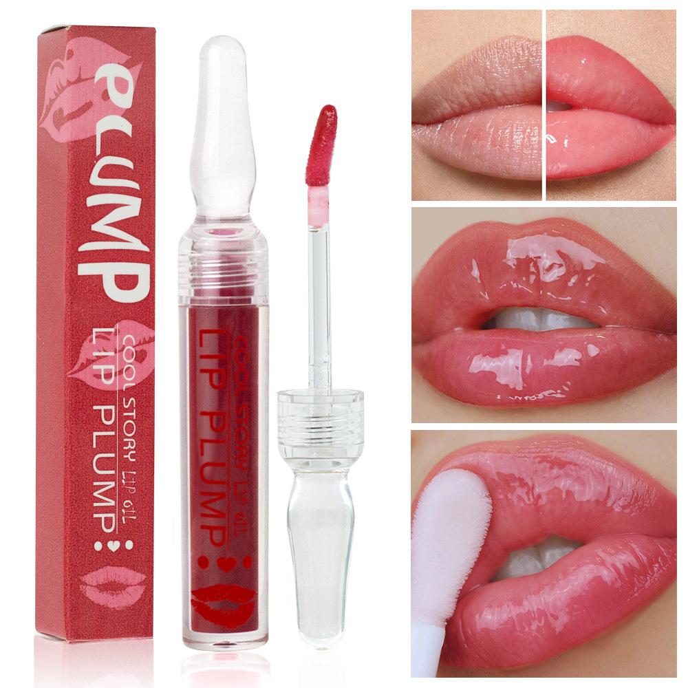Lip Plumping Ampulle, kleines Lippenöl, feuchtigkeitsspendend, wasserdicht, feuchtigkeitsspendend, Samt, feuchtigkeitsspendend, transparent, sexy Lipgloss, Lippenöl, Make-up