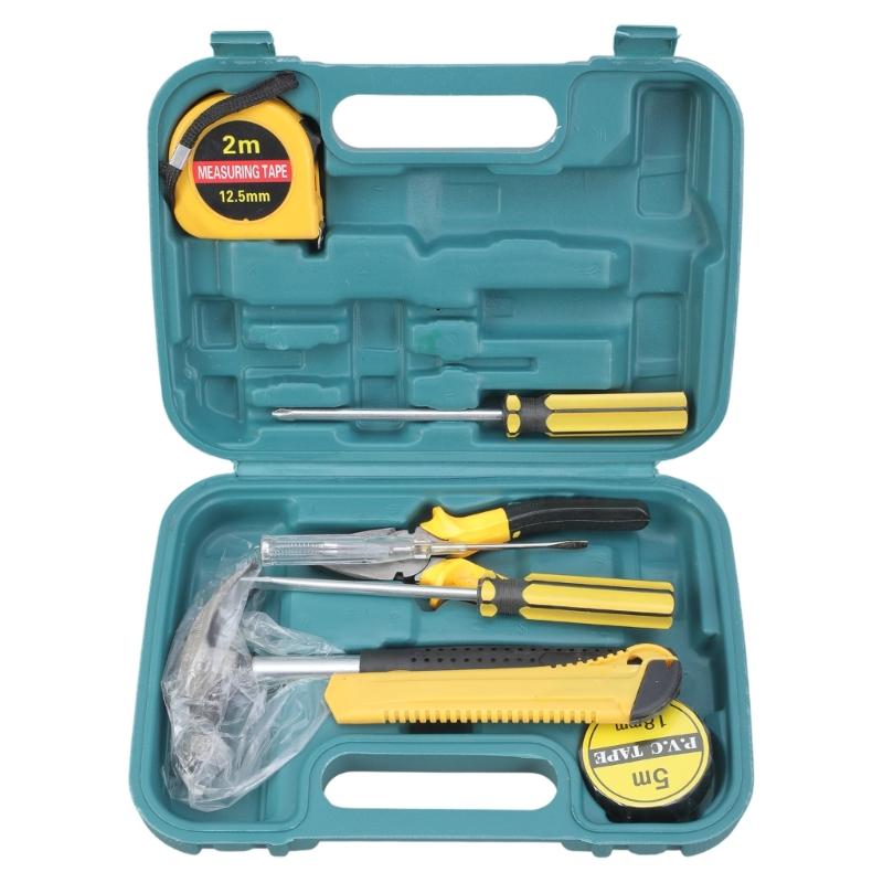 

9Pcs Household Hardware Tool Set Multifunction Toolbox For Car Repair Home DIY Hand Tool Kit Complete Combination Kit