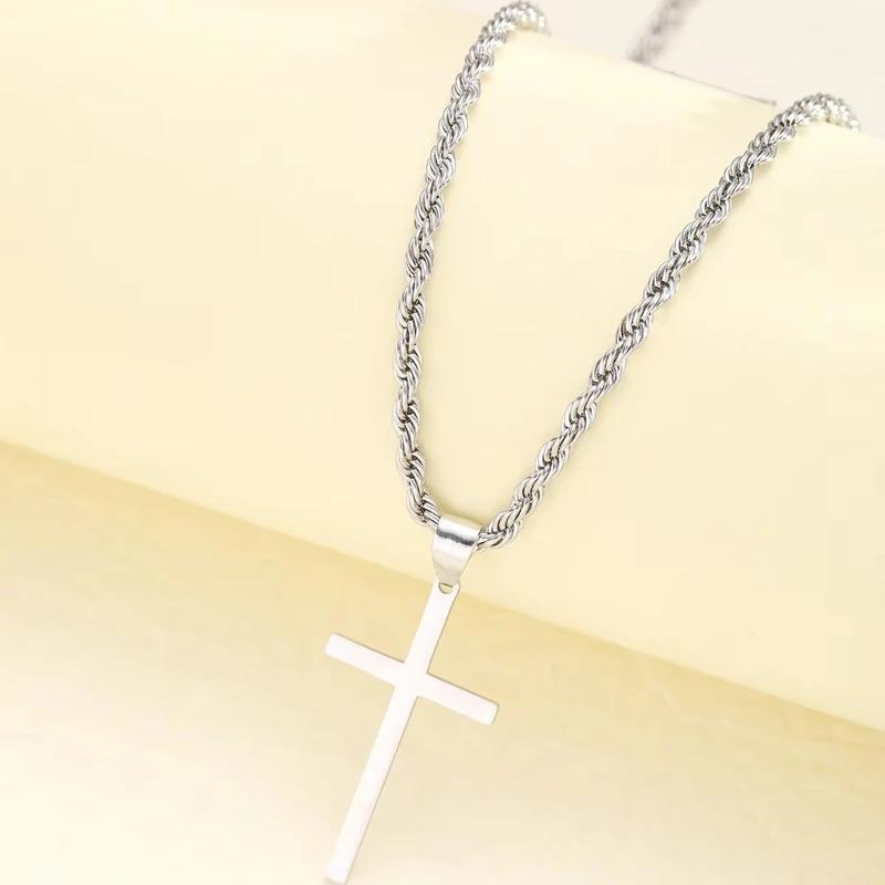 New Stainless Steel Cross Pendant Necklace for Men Women Minimalist Gold Color Jewelry Male Female