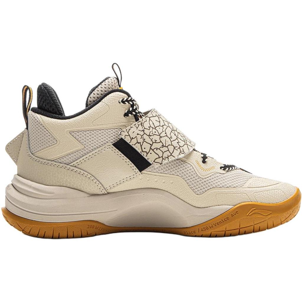 Li Ning Kids Basketball Comfortable Versatile Shock Absorption Rebound Low Top Basketball Shoes Kids sneaker Oatmeal-Gray YKBV099-3