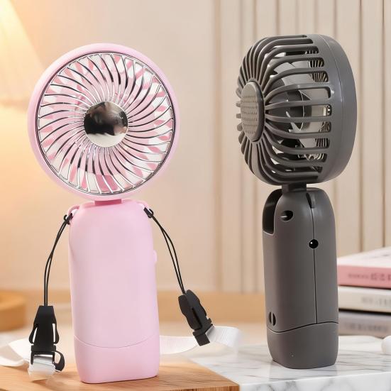 Portable Neck Fan, 3 Speed Foldable Handheld Fan, USB Rechargeable Small Personal Fan for Outdoor Travel, Desk Cooling Fan for Home Office
