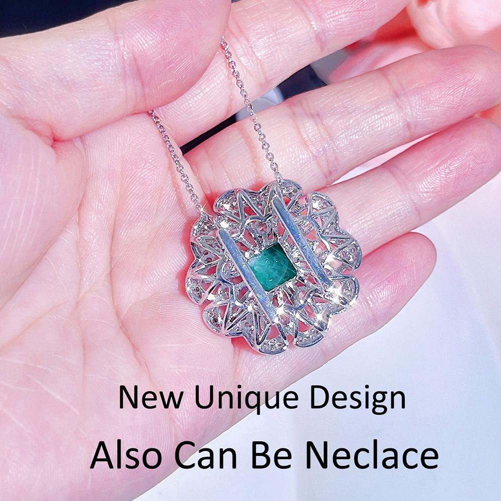 CMM Unikalne wiele metod noszenia Biżuteria na szyję Utoruj zielony kwadrat Cyrkon Duży zegarek kwiatowy Skórzany pasek Regulowana bransoletka Naszyjnik