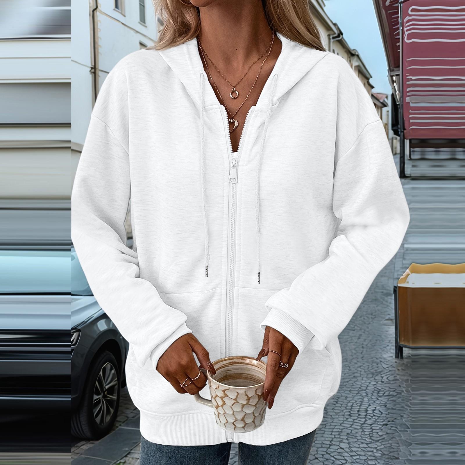 

Женская свободная толстовка с капюшоном на молнии XXL белый