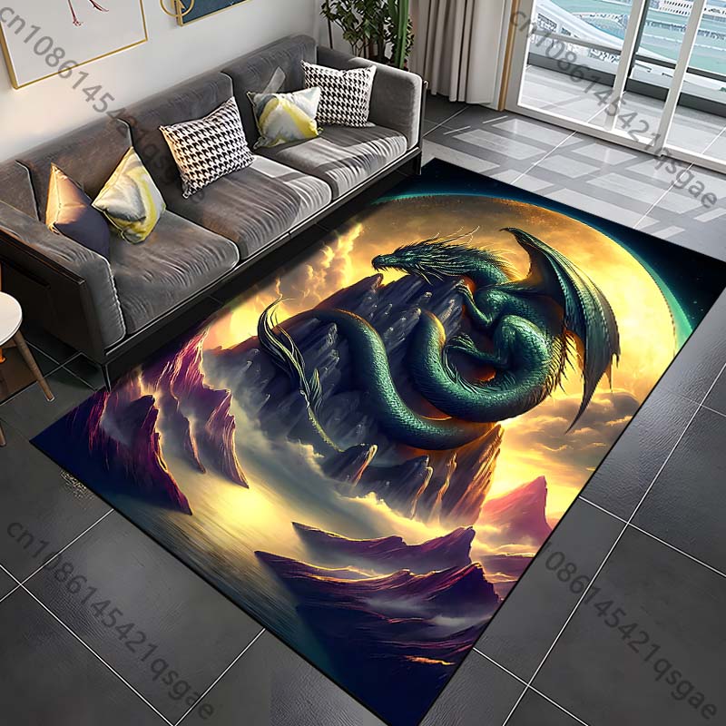 

A giant dragon atop a mountain peak—fantasy style Print Carpet Rug for Living Room Bedroom Sofa Doormat Home Decor Floor Mat 40cm x 60cm