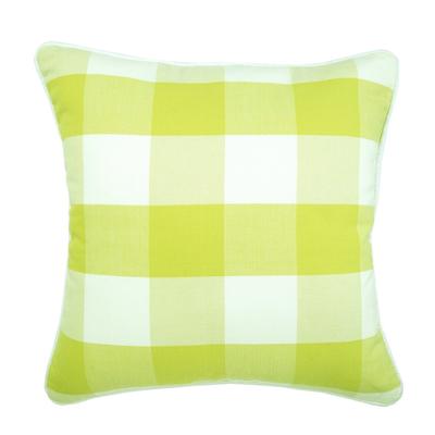 Chartreuse Ivory White Large Gingham Checks Plaid Couch Buffalo Checks Cotton Pillow Cover Green Pillow Cover - Chartreuse Plaid