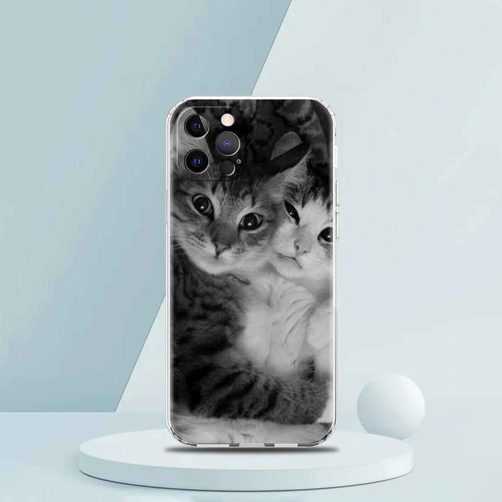 Cartoon Fun Cat Pet Dog Luxury Phone Case For iPhone 16 15 14 13 12 11 Pro Max XS X XR SE 7 8 Plus soft Silicone Clear Cover