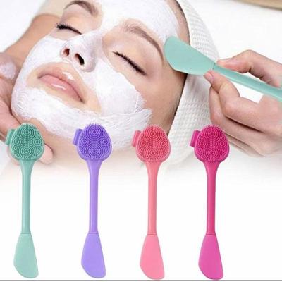 Silicone Facial Cleansing Brush With Soft Bristles And Mask Spatula For Face Exfoliating Skincare