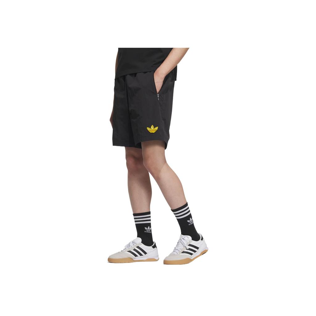 Adidas Originals Trefoil Badge Comfortable Versatile Fashion Soft Solid Color Casual Shorts Men Shorts Black KE5795