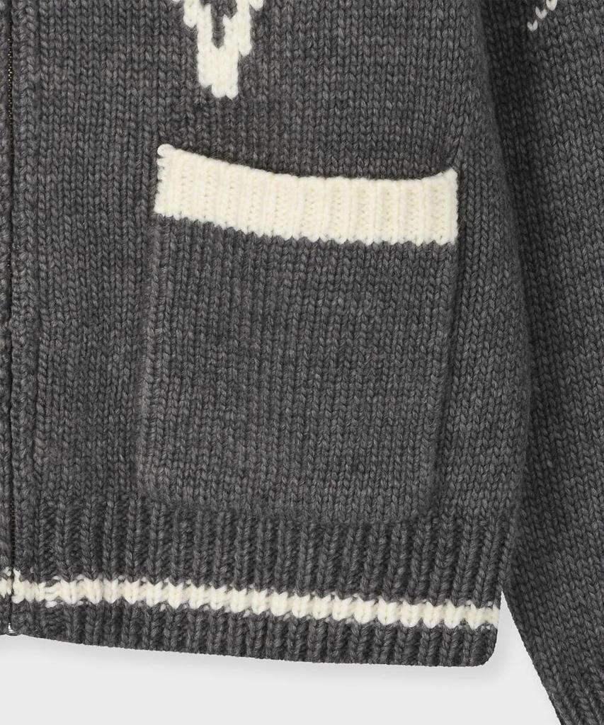 Fallett Drawing Garden Cowichan Knit Zip-Up Grey