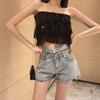 WTEMPO Irregular High Waist Denim Shorts Women Loose Thin Summer Fashion Star with The Same Wide-leg Pants