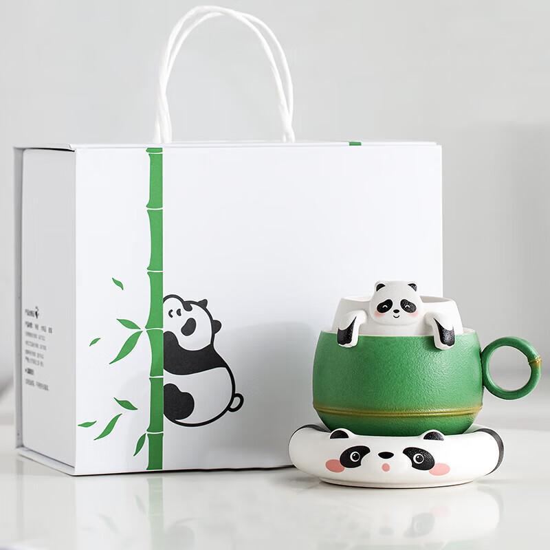 Panda Ceramic Filter Tea Mug with Coaster