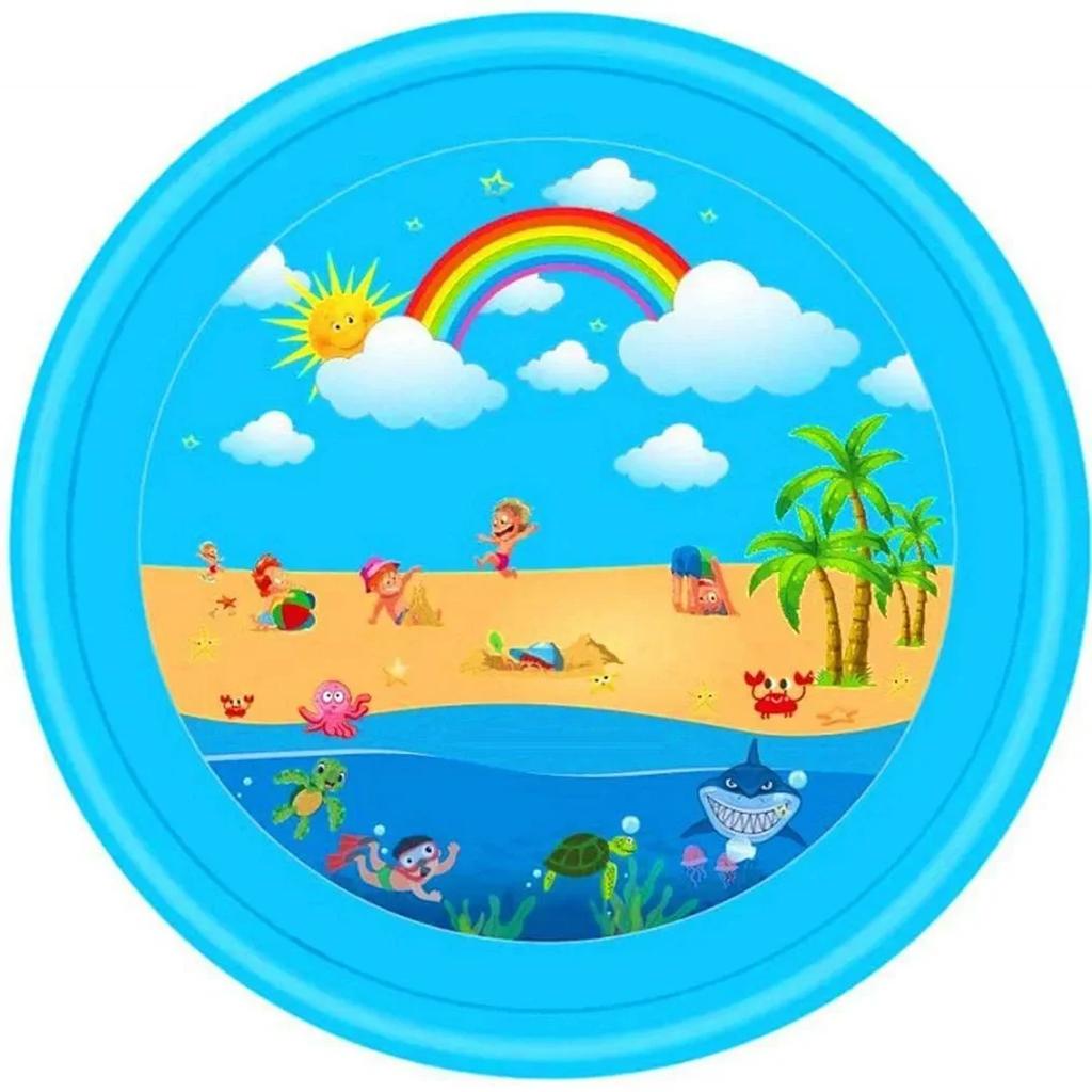 100/170cm Kids Inflatable Water Splash Play Pool-Outdoor Round Sprinkler Mat Funny Yard Water Spray Pad for Children Summer Fun