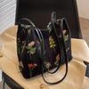 Large Capacity Embroidered Tote Bag for Women's Summer 2026 Fabric Bag Embroidered Shoulder Bag with Texture Bucket Bag