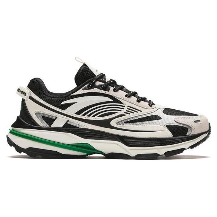 New Anta Walker Durable Breathable Low Top Running Shoes Men's Black White 112418891-2
