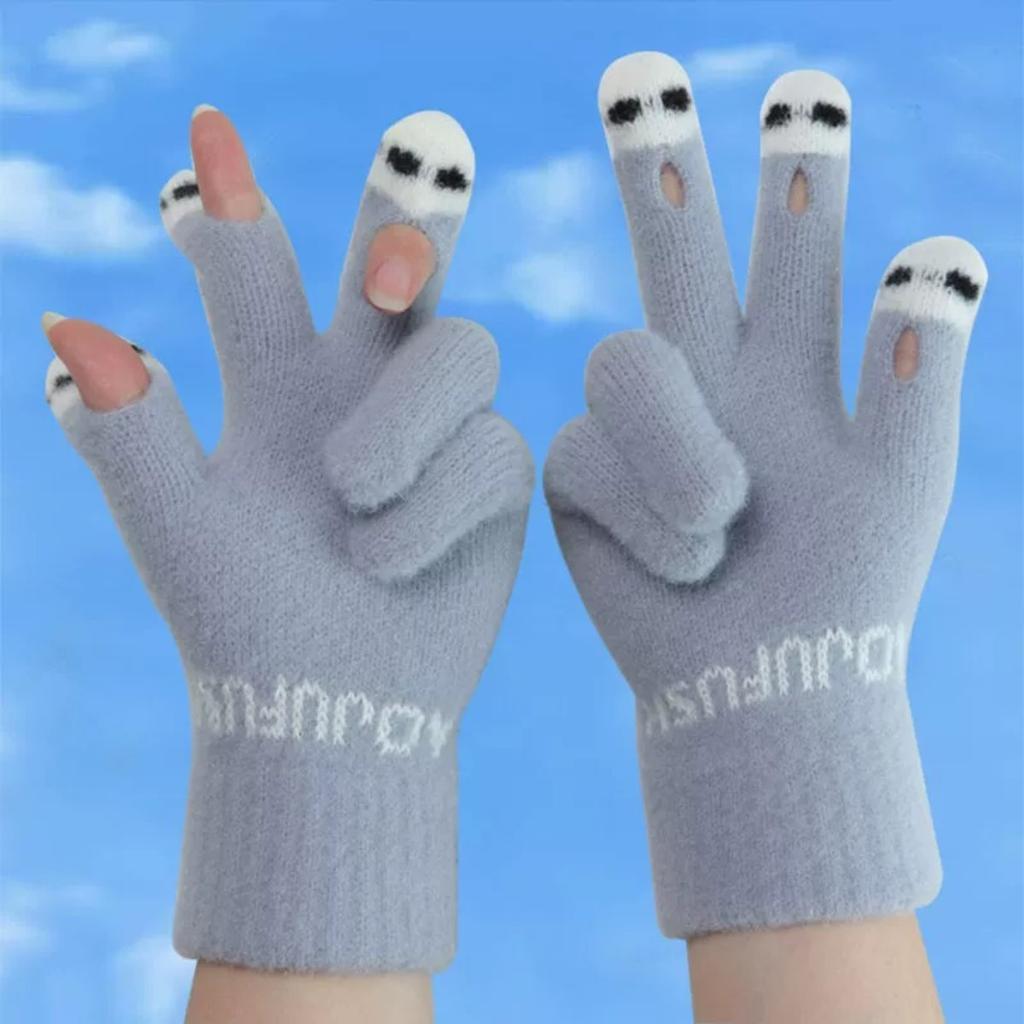Touchscreen Women's Gloves Cute Knitted Writing Play Phone Warm Autumn/Winter Cartoon Student Versatile